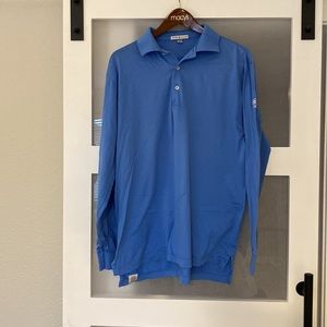Peter Millar blue long sleeve polo EUC size M